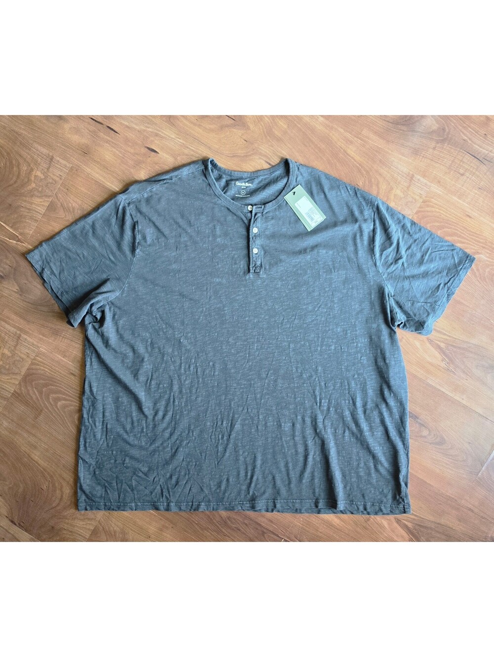 NWT Goodfellow & Co Men's SS Henley Shirt Gray Charcoal, Sz 5X, Big & Tall, 313